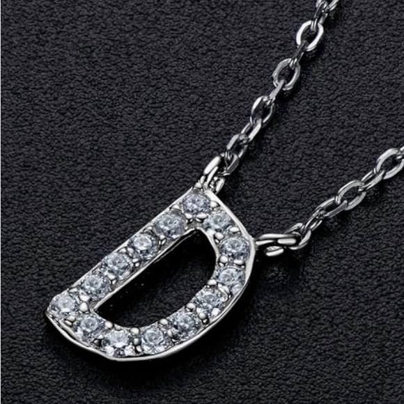 Diamond Moissanite Pave Initial Letter “D” Dainty Chain Adjustable Necklace - D - Picture 2 of 8